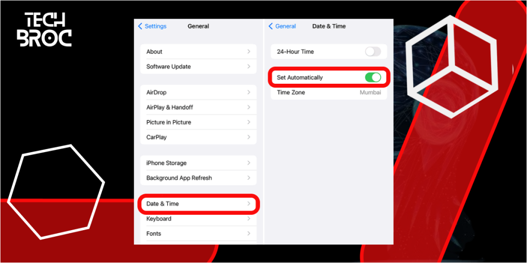 Check Date and Time Settings of your iPhone