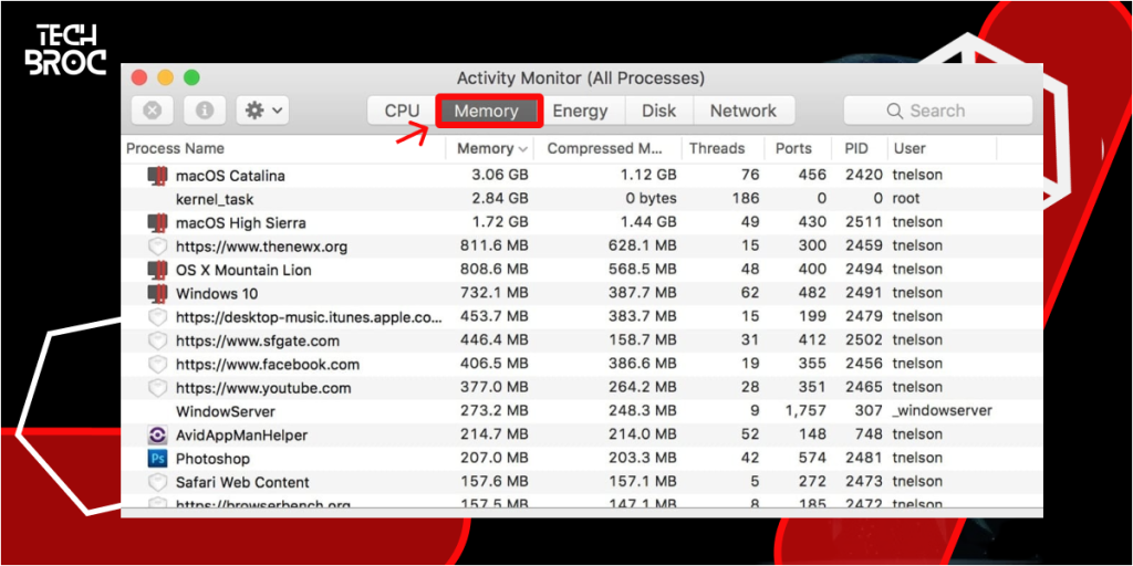 Check Activity Monitor for Memory Usage