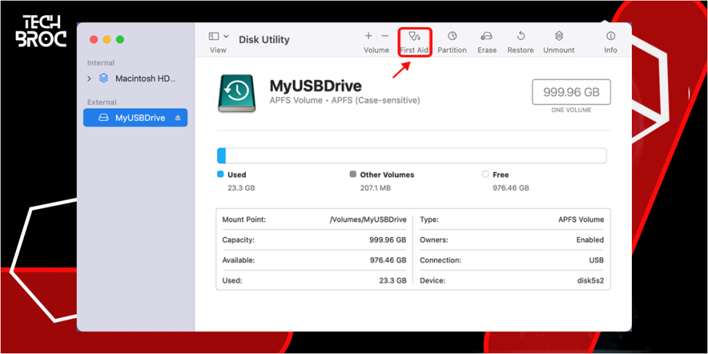 Run First Aid in Disk Utility