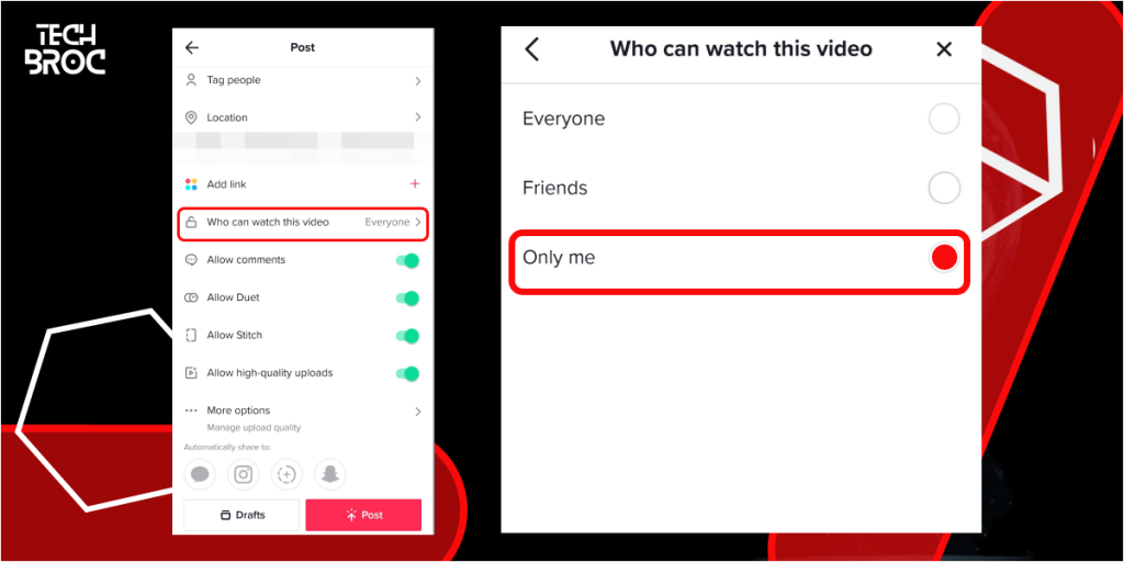Set Privacy Only me Steps to Save TikTok Videos Without Posting