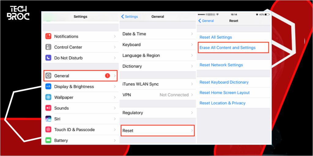 Perform a Factory Reset (Last Resort) to fix call failed on iPhone