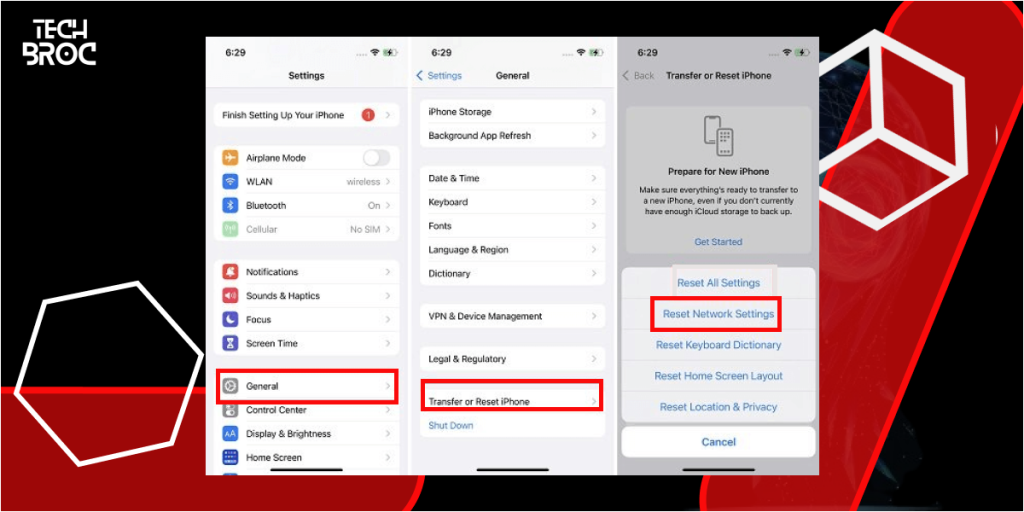reset network settings to Fix Call Failed on iPhone
